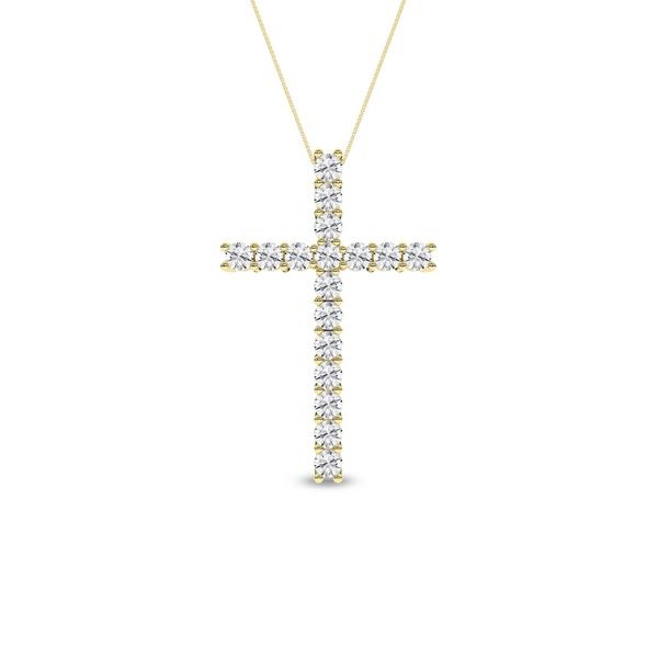 14K YELLOW GOLD LAB GROWN DIAMOND CROSS PENDANT 1CTW