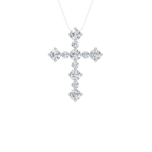 14K WHITE GOLD LAB GROWN DIAMOND CROSS PENDANT .75CTW
