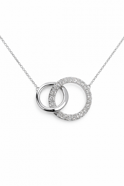 14K WHITE GOLD LAB GROWN DIAMOND INTERLOCKING CIRCLE PENDANT