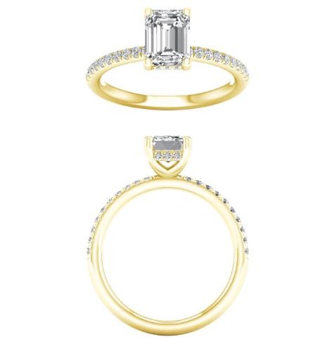 LAB GROWN DIAMOND EMERALD CUT RING WITH HIDDEN HALO  2.81CTW