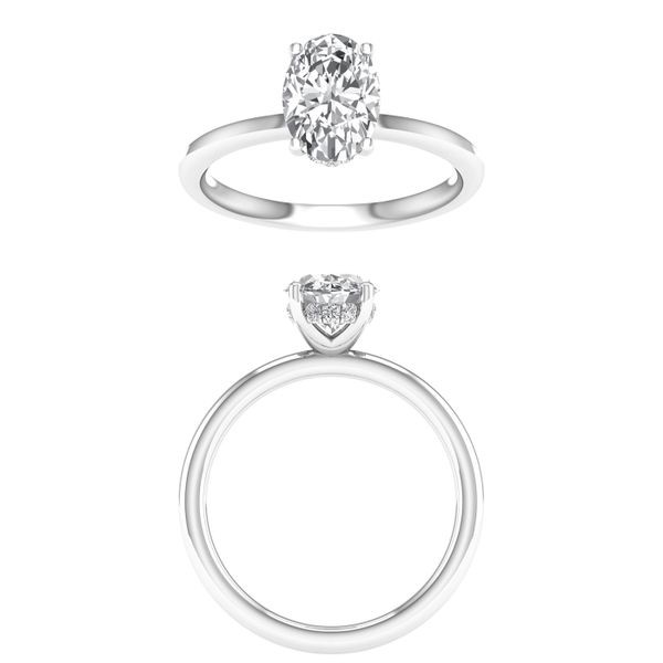 LAB GROWN  DIAMOND 14K WHITE GOLD 2.12CTW OVAL RING WITH HIDDEN HALO