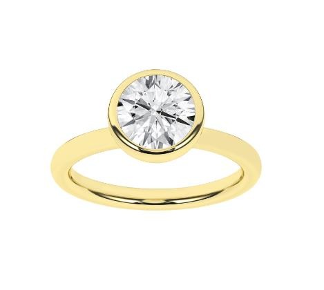 LAB GROWN 14K YELLOW GOLD 2.05CT ROUND BEZEL RING