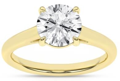 14K YELLOW GOLD LAB GROWN ROUND SOLITAIRE RING