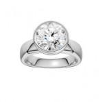 14K WHITE GOLD 3.00CT LAB GROWN ROUND BEZEL SET DIAMOND RING