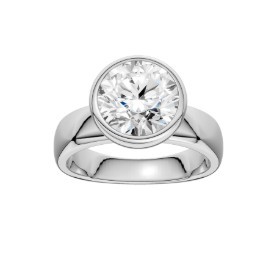 14K WHITE GOLD 3.00CT LAB GROWN ROUND BEZEL SET DIAMOND RING