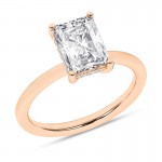 14K YELLOW GOLD LAB GROWN EMERALD CUT DIAMOND ENGAGEMENT RING