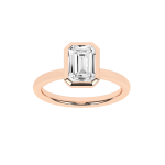 LAB GROWN 14K YELLOW GOLD 2.01ct BEZEL SET EMERALD CUT ENGAGEMENT RING