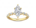 14K Yellow Gold Lab and Natural Diamond Engagement Ring 2.06CT Lab Marquis Center