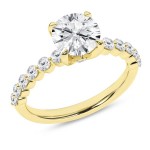 14K YELLOW GOLD LAB GROWN ENGAGEMENT RING ROUND CENTER