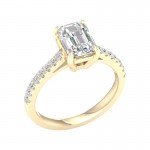 14K YELLOW GOLD LAB GROWN EMERALD CUT DIAMOND ENGAGEMENT RING
