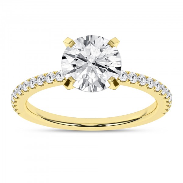 14K YELLOW GOLD LAB GROWN ROUND DIAMOND ENGAGEMENT RING