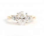 14K YELLOW GOLD LAB GROWN OVAL & PEAR DIAMOND ENGAGEMENT RING
