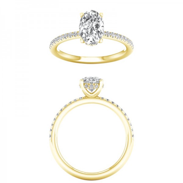 14K YELLOW GOLD LAB GROWN OVAL DIAMOND ENGAGEMENT RING