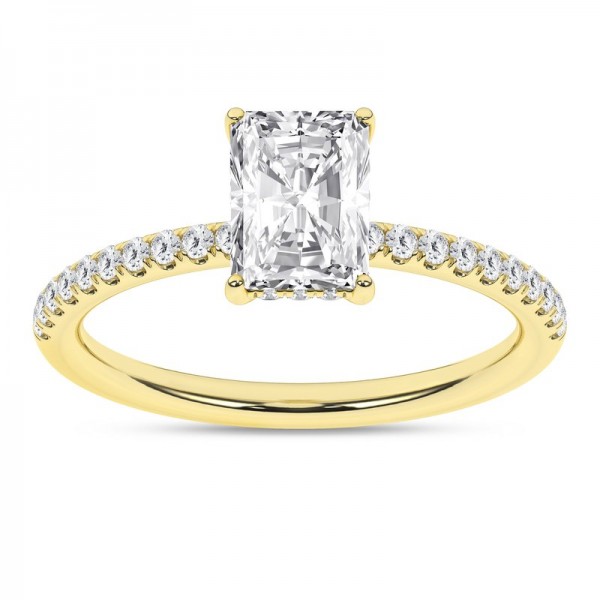 14K YELLOW GOLD LAB GROWN RADIANT DIAMOND ENGAGEMENT RING