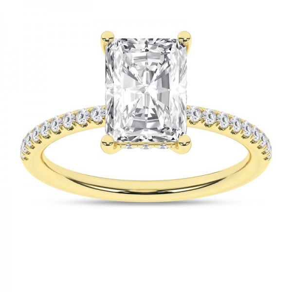 14K YELLOW GOLD LAB GROWN RADIANT DIAMOND ENGAGEMENT RING