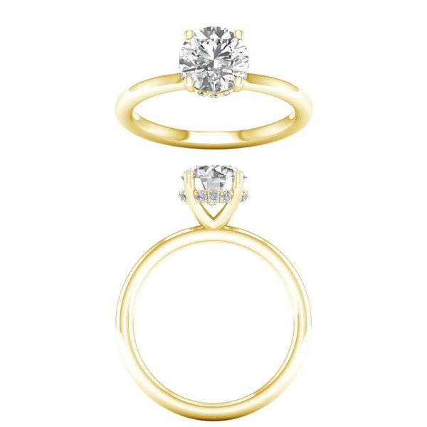 14K YELLOW GOLD LAB GROWN ROUND ENGAGEMENT RING 2.16ctw