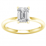 14K YELLOW GOLD LAB GROWN EMERALD CUT DIAMOND ENGAGEMENT RING