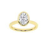 14K YELLOW GOLD LAB GROWN BEZEL SET OVAL DIAMOND ENGAGEMENT RING