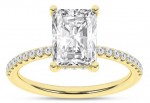 14K YELLOW GOLD LAB GROWN RADIANT CUT ENGAGEMENT RING WITH HIDDEN HALO SHANK