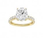 14K YELLOW GOLD LAB GROWN CUSHION CUT DIAMOND ENGAGEMENT RING