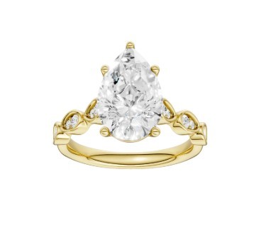 14K YELLOW GOLD DIAMOND MARQUISE ENGAGEMENT RING