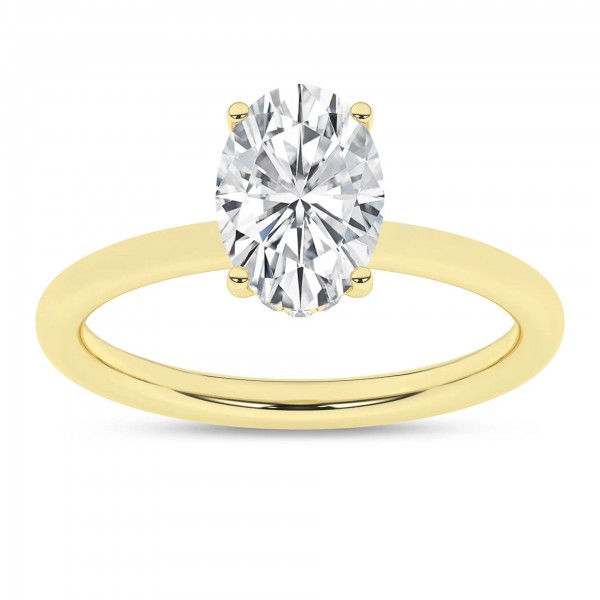 14K YELLOW GOLD LAB GROWN OVAL DIAMOND ENGAGEMENT RING