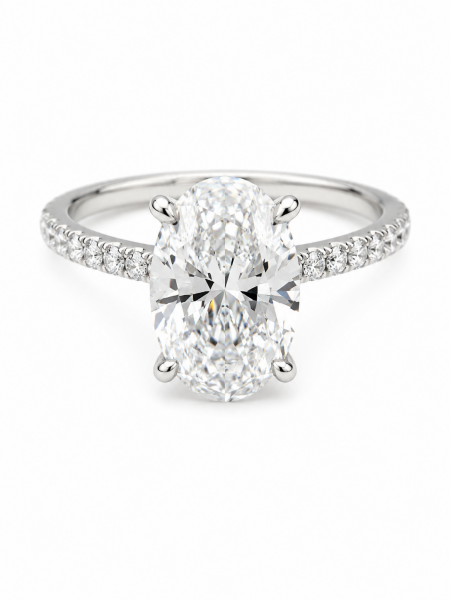 14K WHITE GOLD LAB GROWN DIAMOND OVAL SOLITAIRE RING