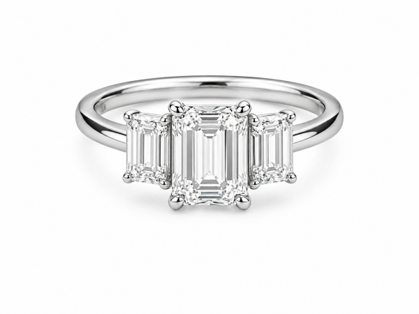 14K WHITE GOLD LAB GROWN DIAMOND EMERALD CUT RING