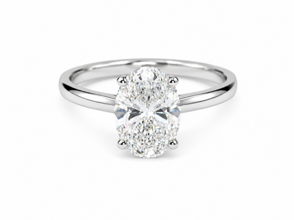 14K WHITE GOLD LAB GROWN OVAL SOLITAIRE RING