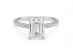 14K WHITE GOLD LAB GROWN EMERALD CUT ENGAGEMENT RING