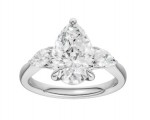14K WHITE GOLD LAB GROWN PEAR ENGAGEMENT RING WITH SIDE PEAR CUT DIAMONDS