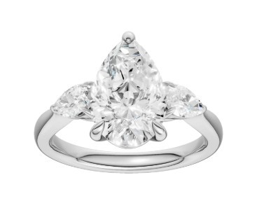 14K WHITE GOLD LAB GROWN PEAR ENGAGEMENT RING WITH SIDE PEAR CUT DIAMONDS