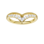 LAB GROWN 14K YELLOW GOLD MILGRAIN CHEVRON BAND .25ctw