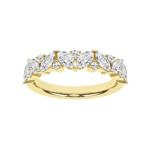 14K YELLOW GOLD LAB GROWN MARQUISE & ROUND DIAMOND BAND