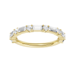 14K YELLOW GOLD LAB GROWN BAGUETTE & ROUND  DIAMOND BAND