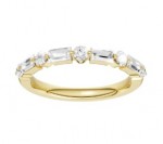14K YELLOW GOLD LAB GROWN SHARED PRONG BAND WITH BAGUETTES & ROUNDS
