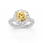 LAB GROWN YELLOW DIAMOND HALO RING