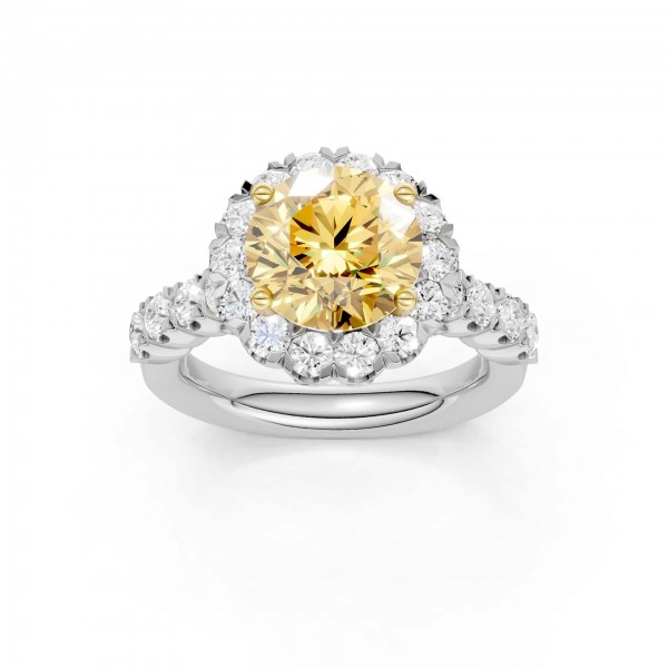 LAB GROWN YELLOW DIAMOND HALO RING
