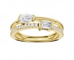 LAB GROWN 14K YELLOW GOLD DOUBLE STACKABLE RING .63CTW