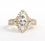 14K YELLOW GOLD LAB GROWN MARQUISE DIAMOND WITH HALO AND DIAMOND SHANK