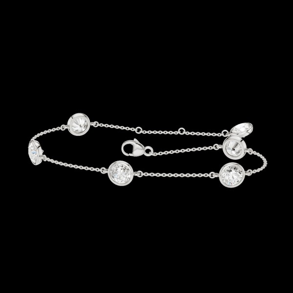 14K WHITE GOLD LAB CREATED DIAMOND STATION BRACELET 1.00 CTW