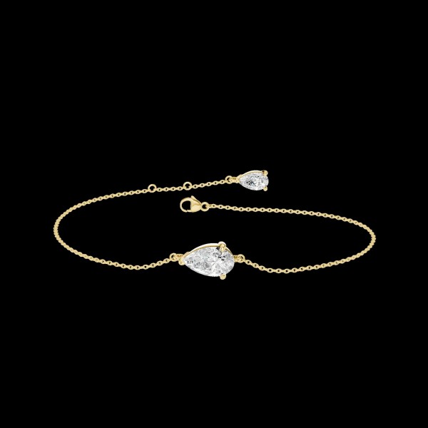 LAB GROWN DIAMOND 14K YELLOW GOLD PEAR SHAPE BRACELET 1CT
