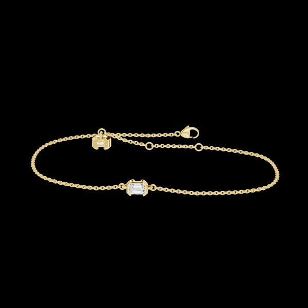 LAB GROWN 14K YELLOW GOLD EMERALD CUT BRACELET 1CTW