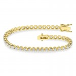 LAB GROWN DIAMOND 14K YELLOW GOLD CROWN PRONG TENNIS BRACELET 3CTW