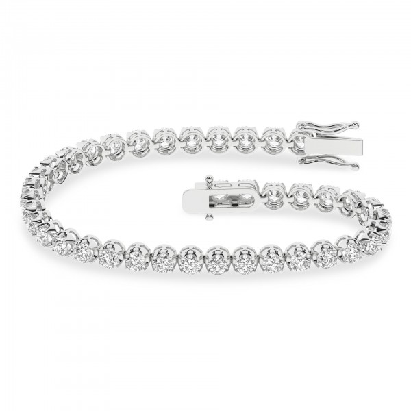 LAB GROWN 14K WHITE GOLD CROWN PRONG TENNIS BRACELET