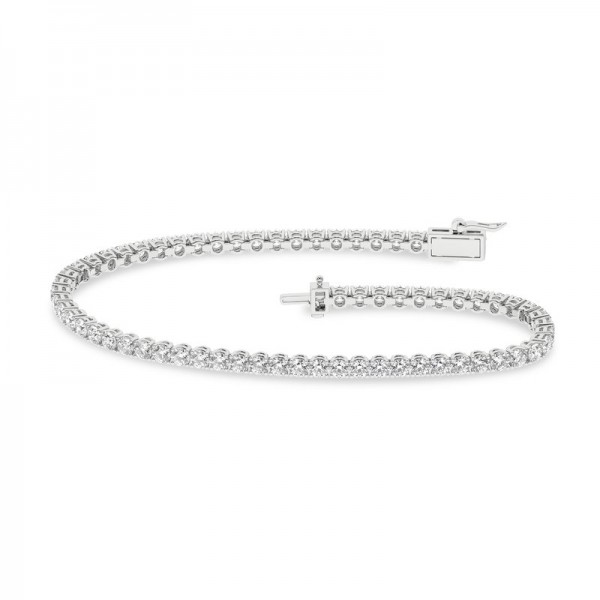 14K WHITE GOLD LAB GROWN DIAMOND TENNIS BRACELET 5CTW