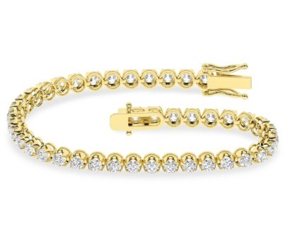 14K YELLOW GOLD LAB GROWN DIAMOND TENNIS BRACELET 4CTW