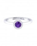 14K White Gold .05Ctw Diamond And .23Ct Amethyst Ring