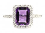 14K WHITE GOLD DIAMOND AND AMETHYST RING