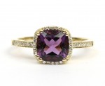 14K YELLOW GOLD DIAMOND AND AMETHYST RING